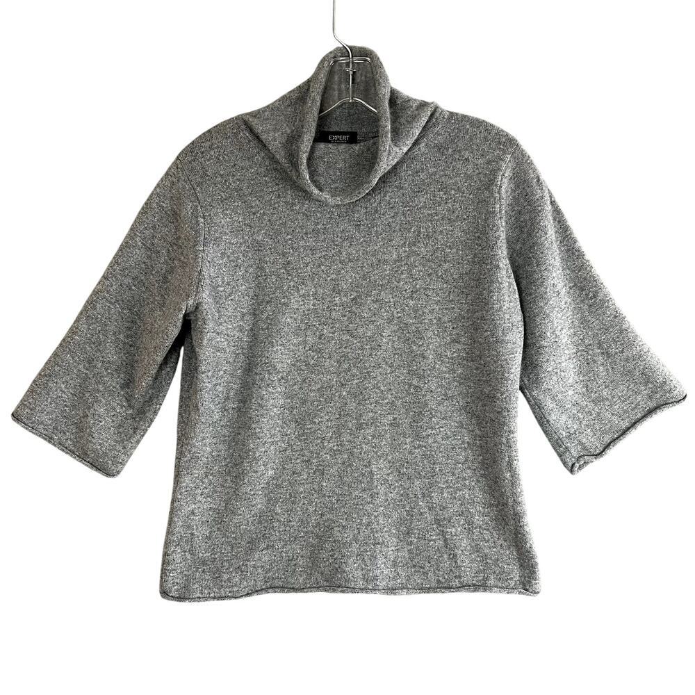 Expert‎ Evergreen 100% Cashmere Sweater Womens M Grey Bell Sleeves Luxe